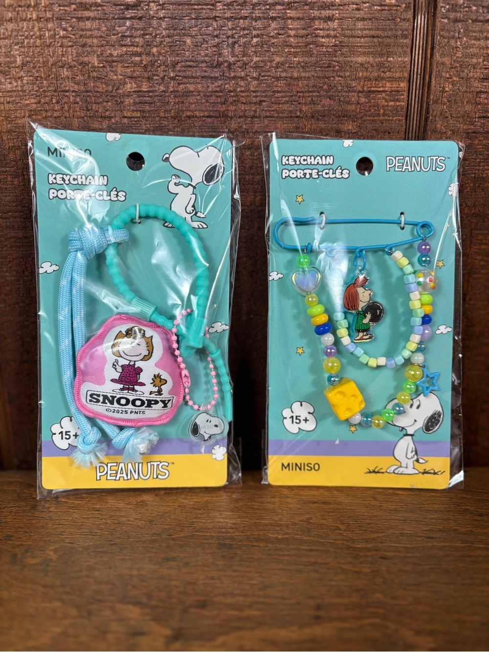 Peanuts Snoopy Miniso KeyChain/Bag Charm, Sally & Peppermint Patty, pink, blue